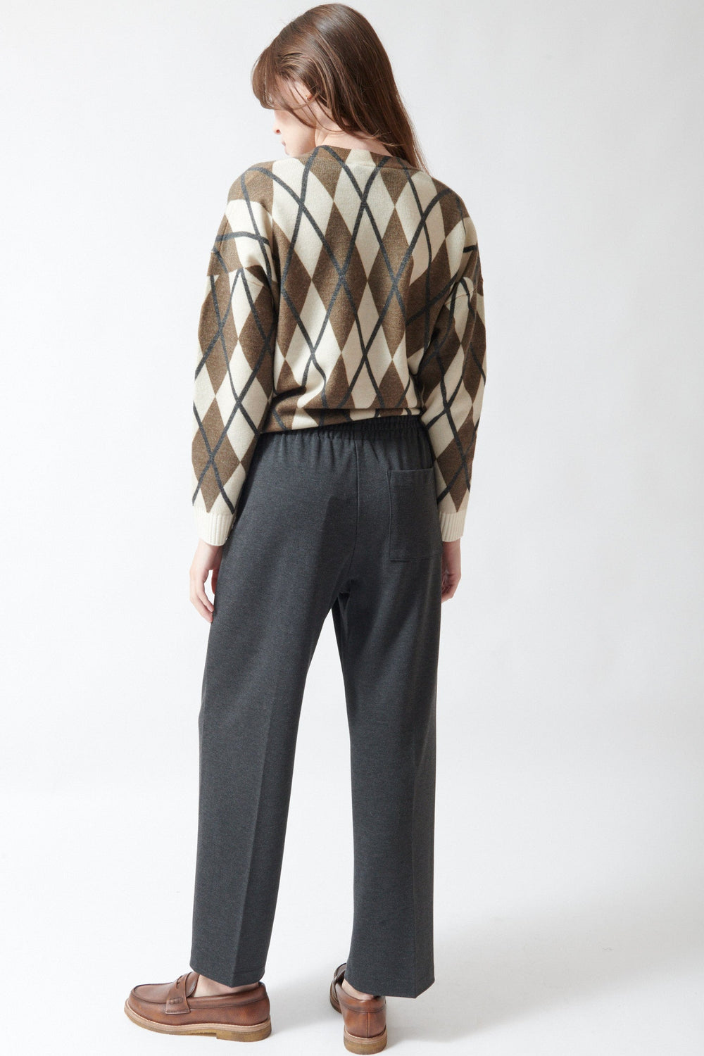 Angela wearing Seventy Susan Stretch Trouser rear view