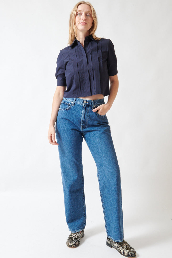 Madi wearing TWP Kent St Jean front view
