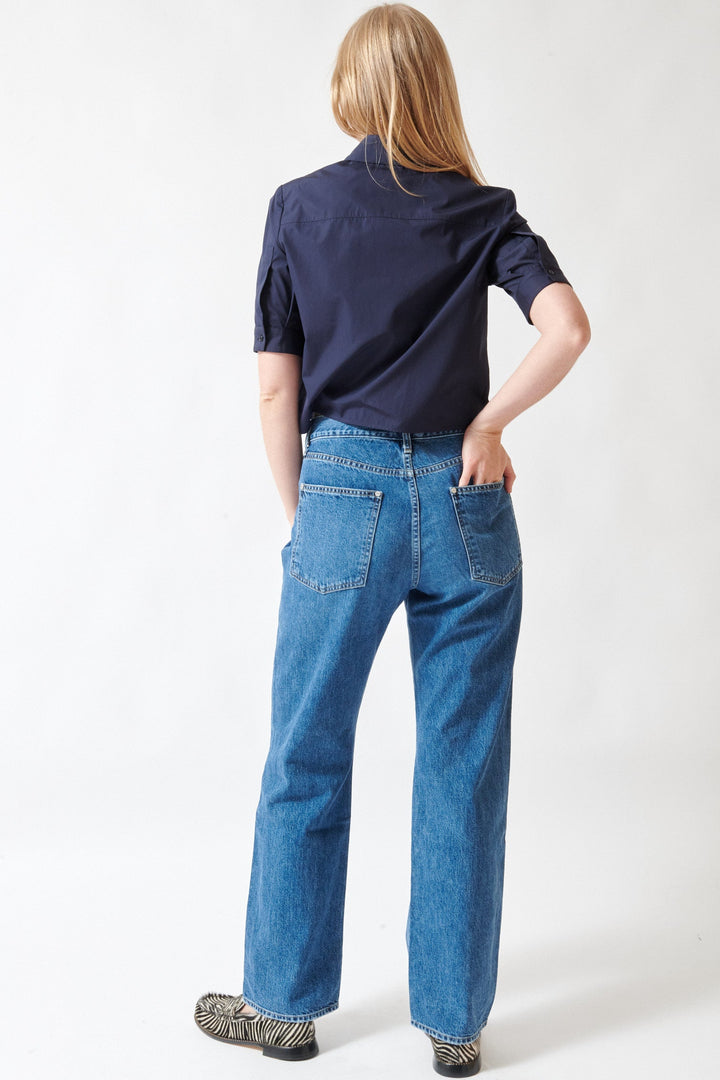 Madi wearing TWP Kent St Jean rear view