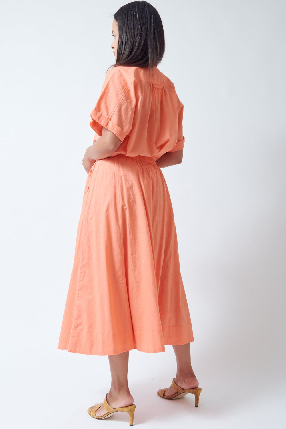 Amanda wearing Lilla P Voile Circle Skirt Nectar rear view