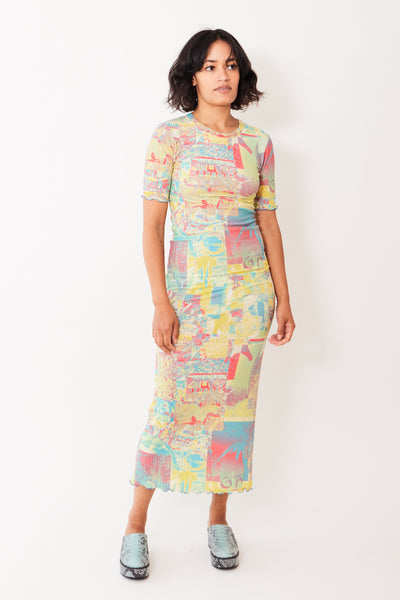 Ganni Printed Rib Jersey Maxi Dress
