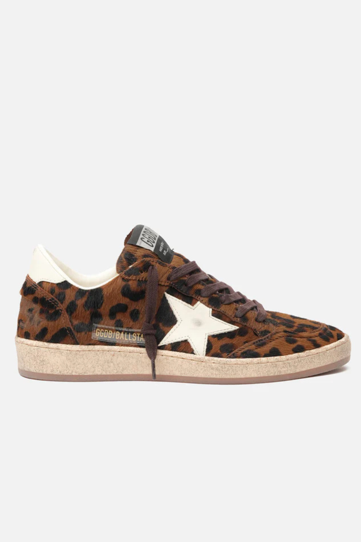 Flat lay of Golden Goose Ball Star Brown Cream side view