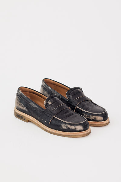 Golden Goose Classic Loafer in Distressed Black Front