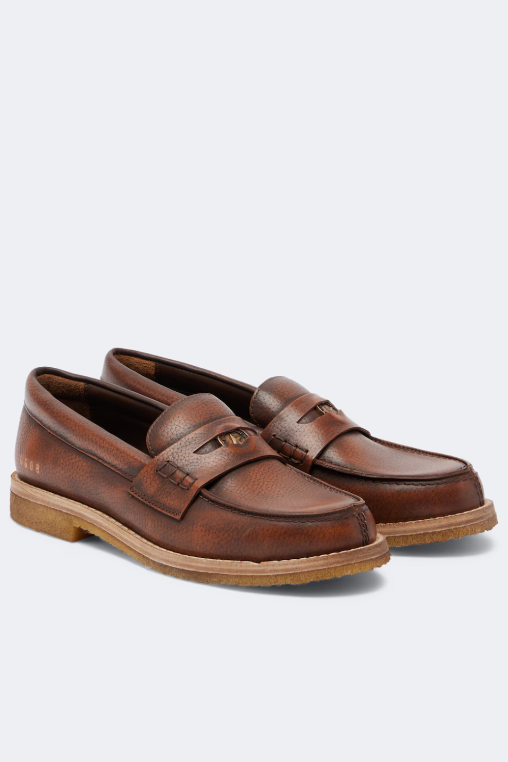 Flat lay of Golden Goose Jerry Loafer With Penny Brown front view