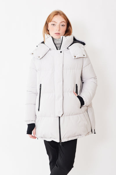 Herno A-Line Oversized Coat w/ Side Zippers modeled from the front