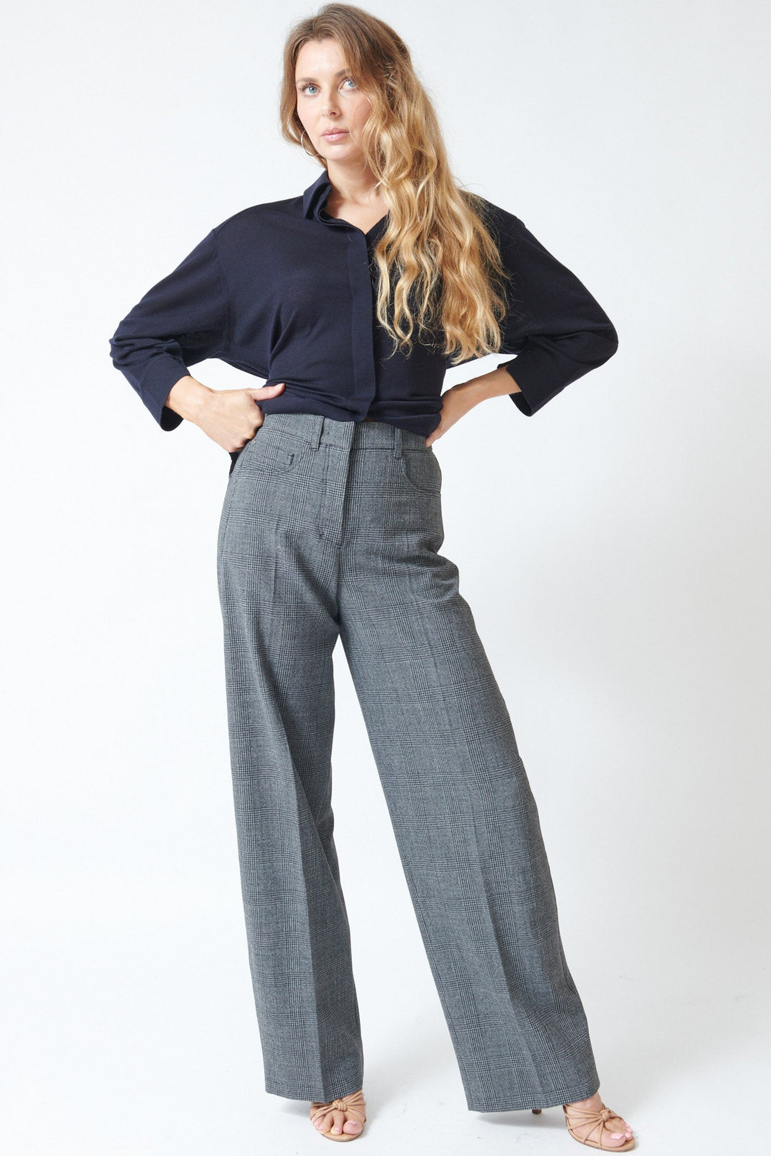 Mari wearing Dorothee Schumacher Graphic Twist Pants front view