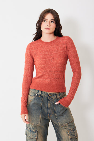 Isabel Marant Étoile Acia Intricate Weave Shrunken Pullover, modeled from the front