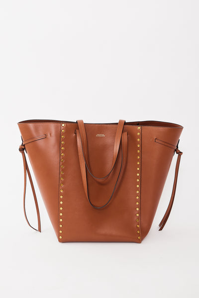Isabel Marant Étoile Oskan Leather Tote, laid out
