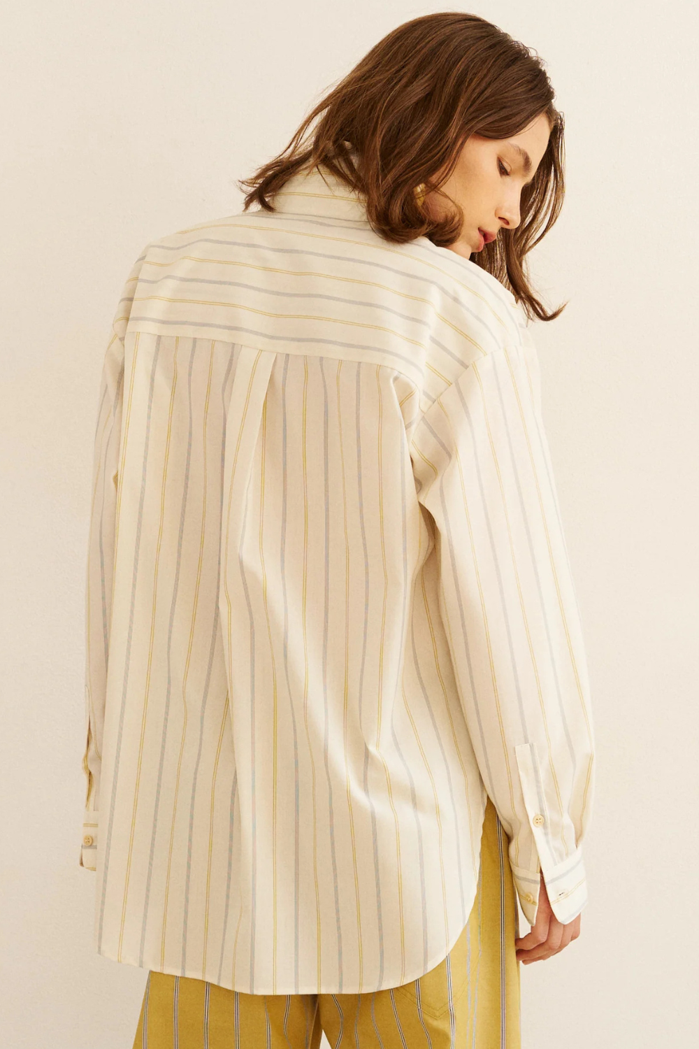 Model wearing Jamie Haller The Essential Shirt rear view