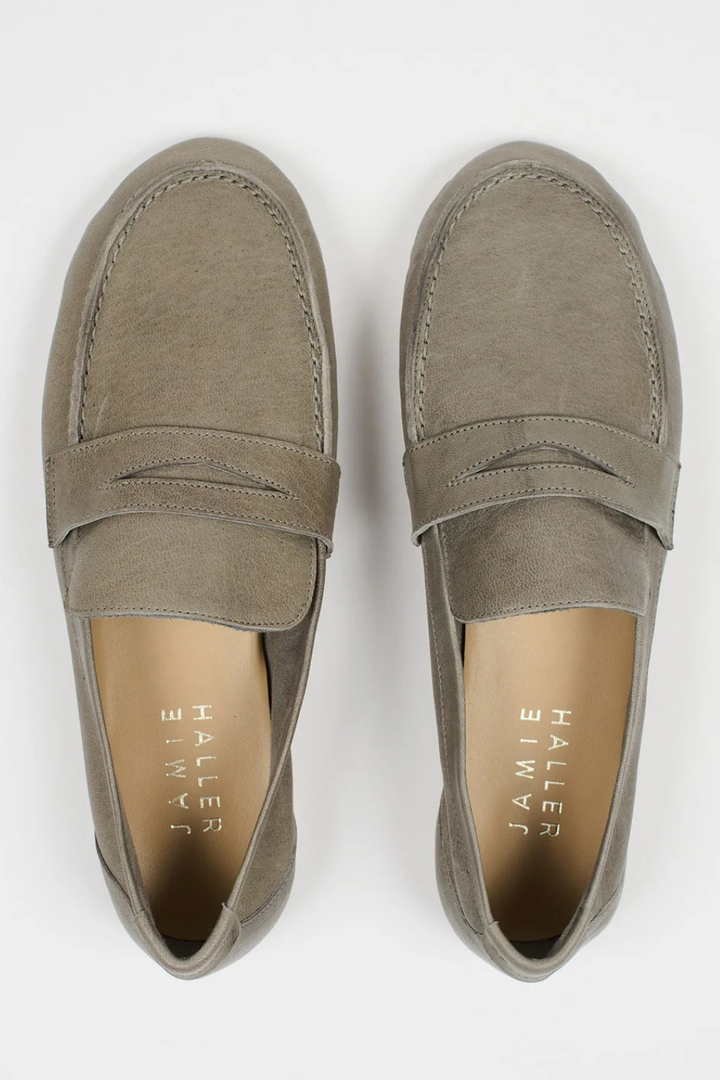 Flat lay of Jamie Haller The Penny Loafer top view
