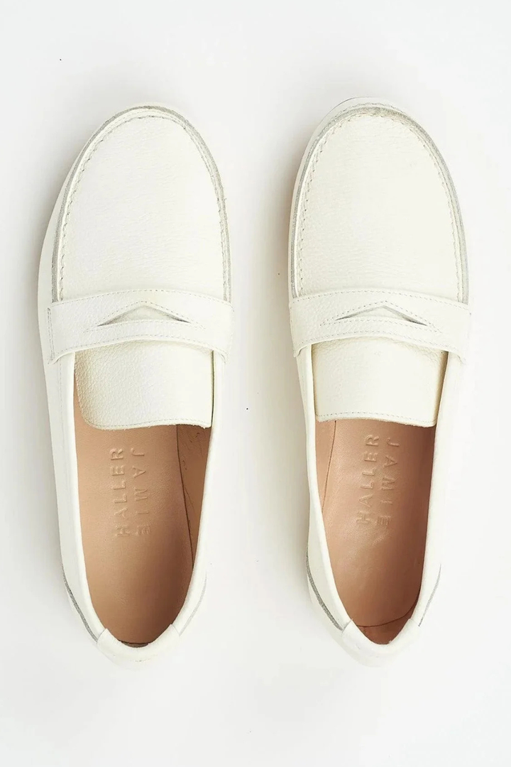 Flat lay of Jamie Haller The Penny Loafer top view