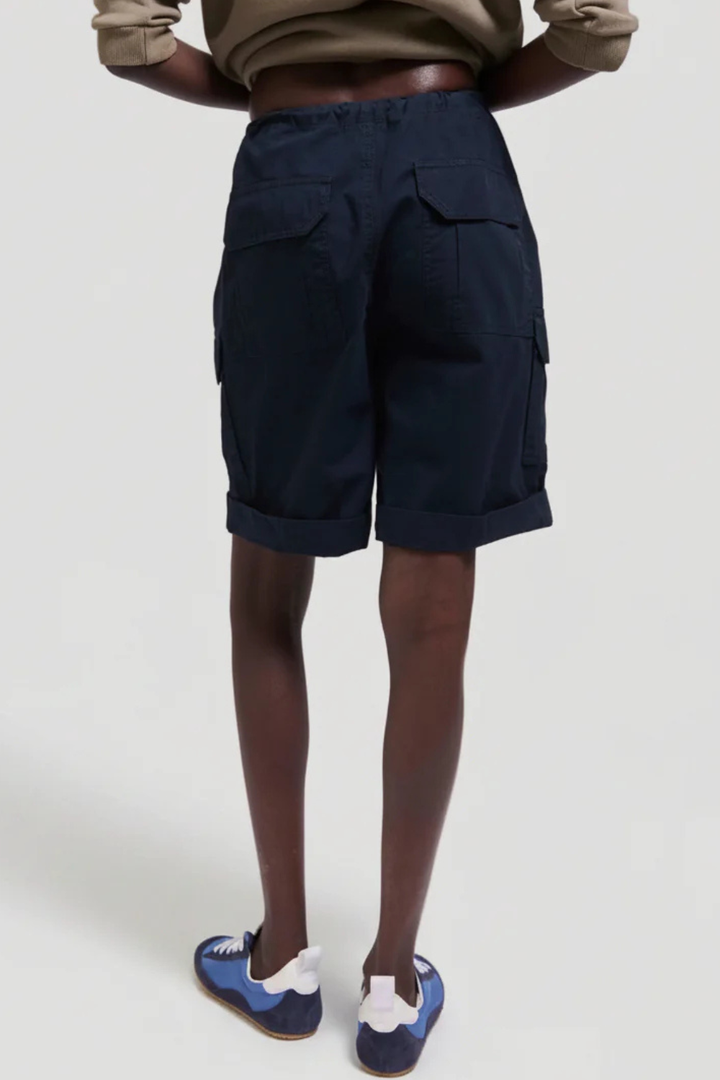 Model wearing Jamie Haller The Rope Tie Cargo Short rear view