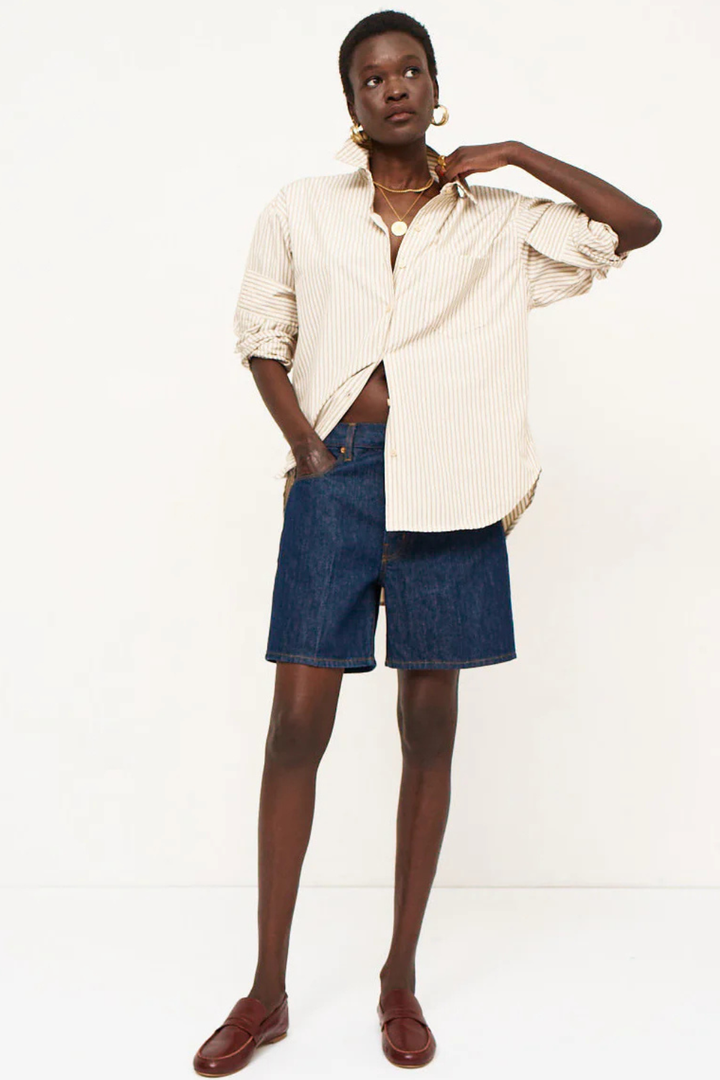 Model wearing Jamie Haller The Tailor Short front view