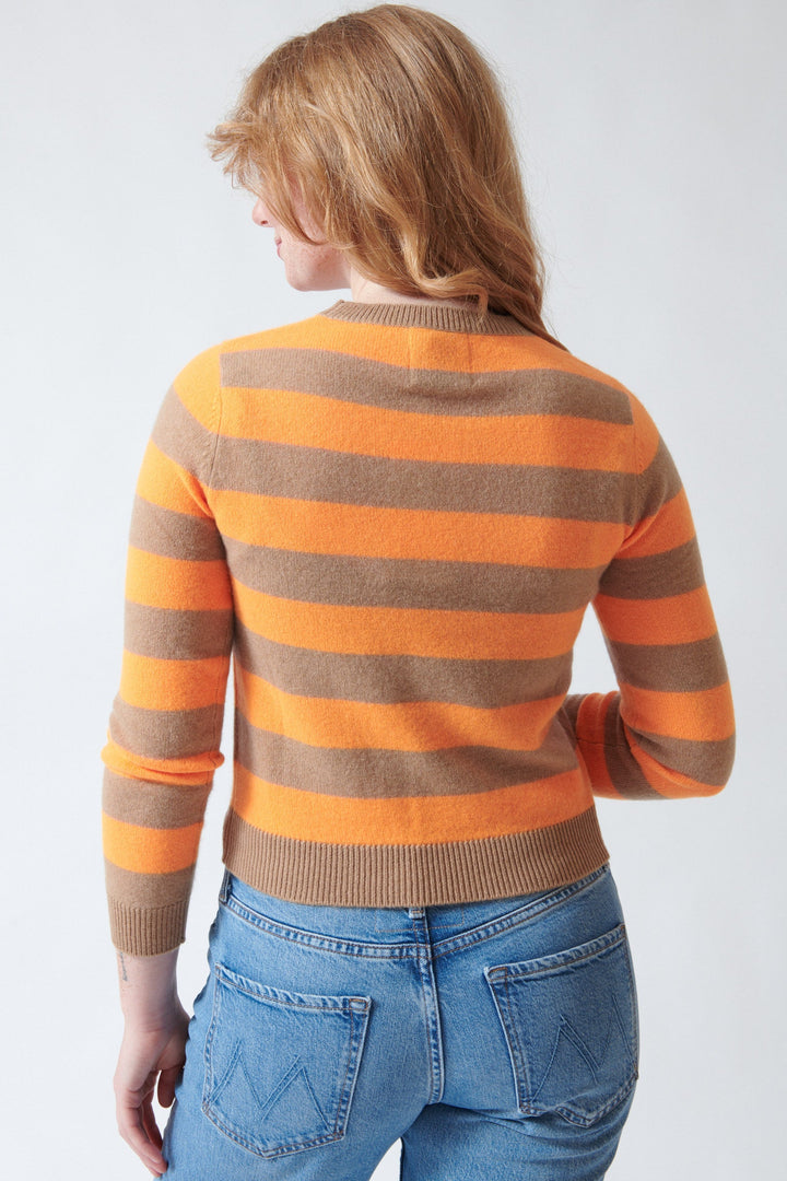Waverly wearing Jumper 1234 Cashmere Stripe Crew rear view