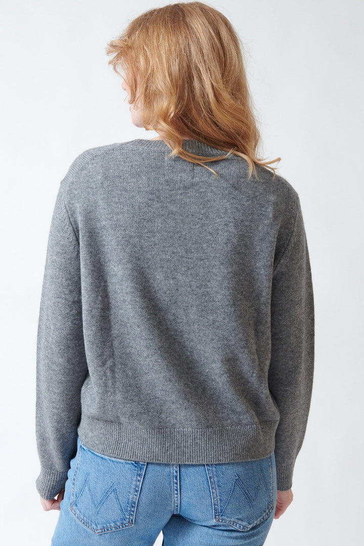 Waverly wearing Jumper 1234 Twisted Floral Crew Sweater rear view