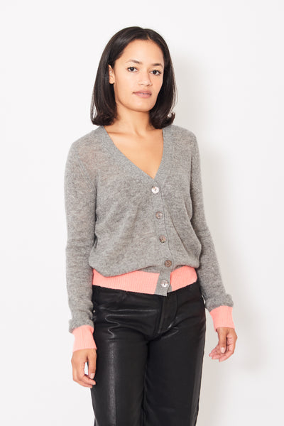 Jumper 1234 Contrast Cardigan modeled from the front