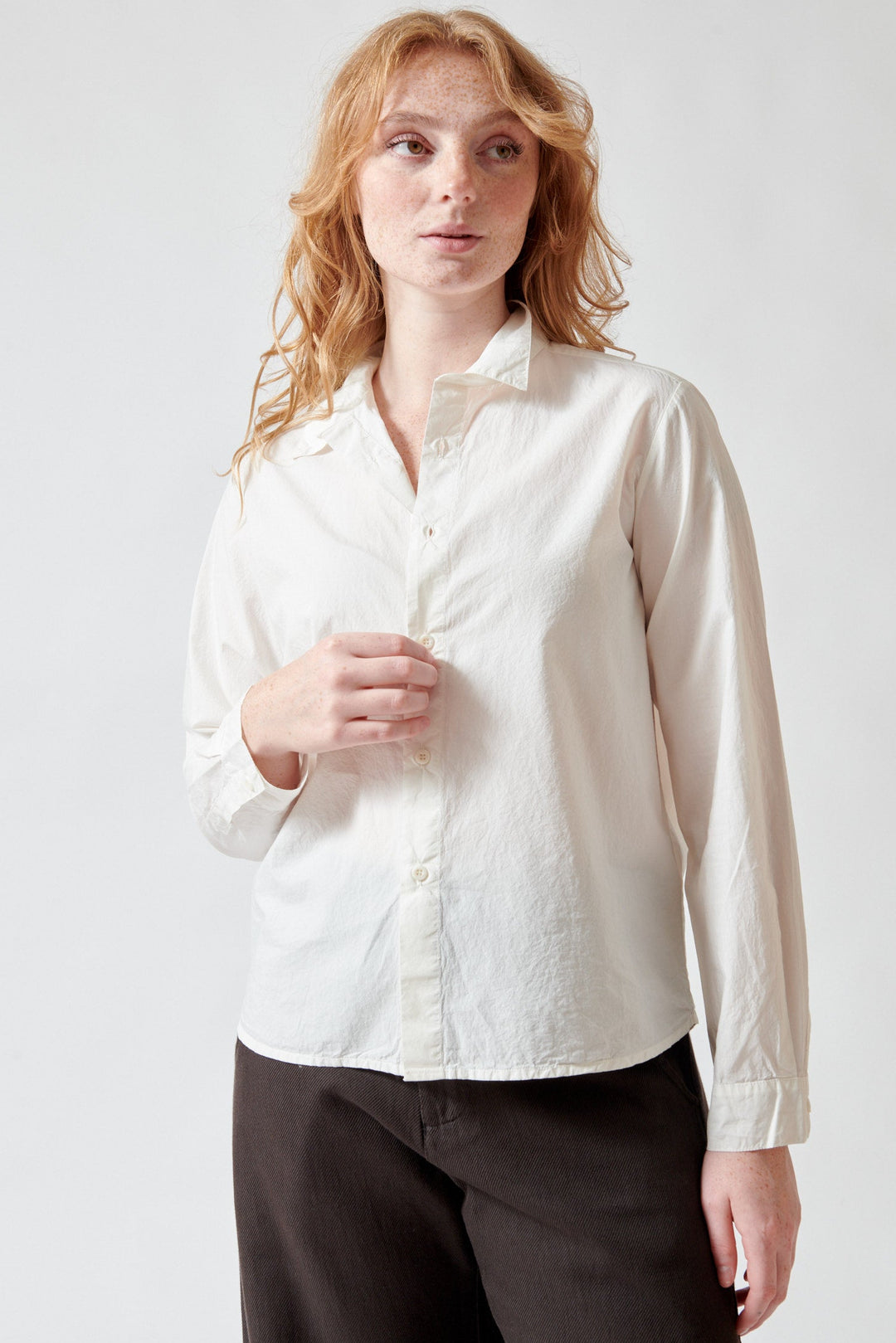 Wavwely wearing Labo.Art Sushi Shirt winter white front view