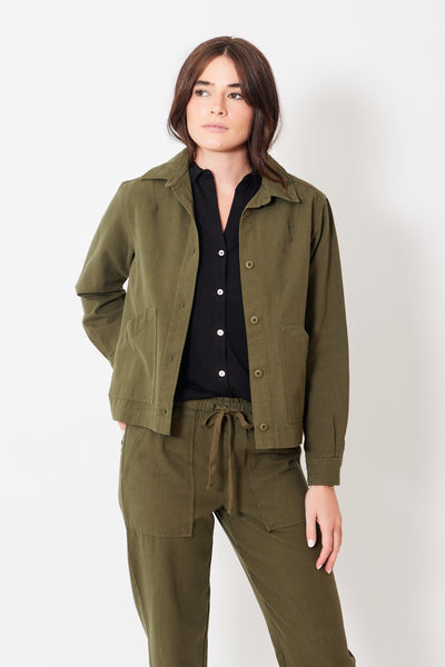Lilla P Long Sleeve Shacket, modeled from the front