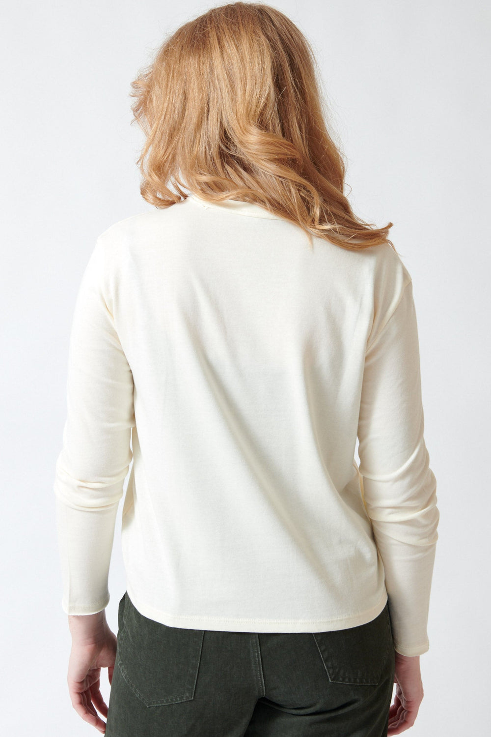 Waverly wearing Lilla P Rolled Edge Relaxed Tee rear view