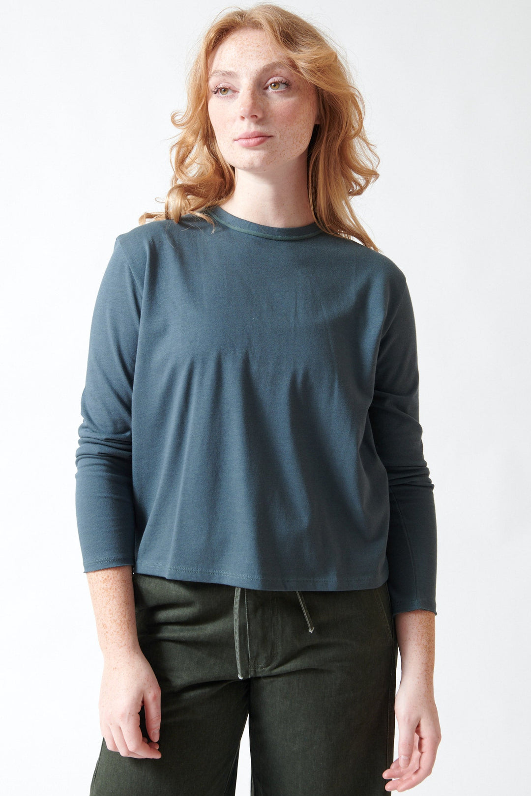 Waverly wearing Lilla P Rolled Edge Relaxed Tee front view
