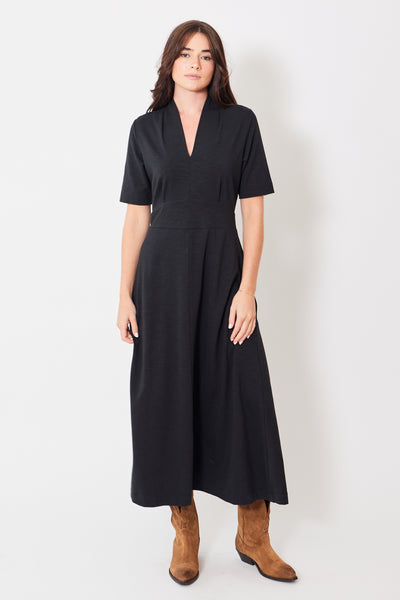 Lilla P Shawl Collar Maxi Dress, modeled from the front