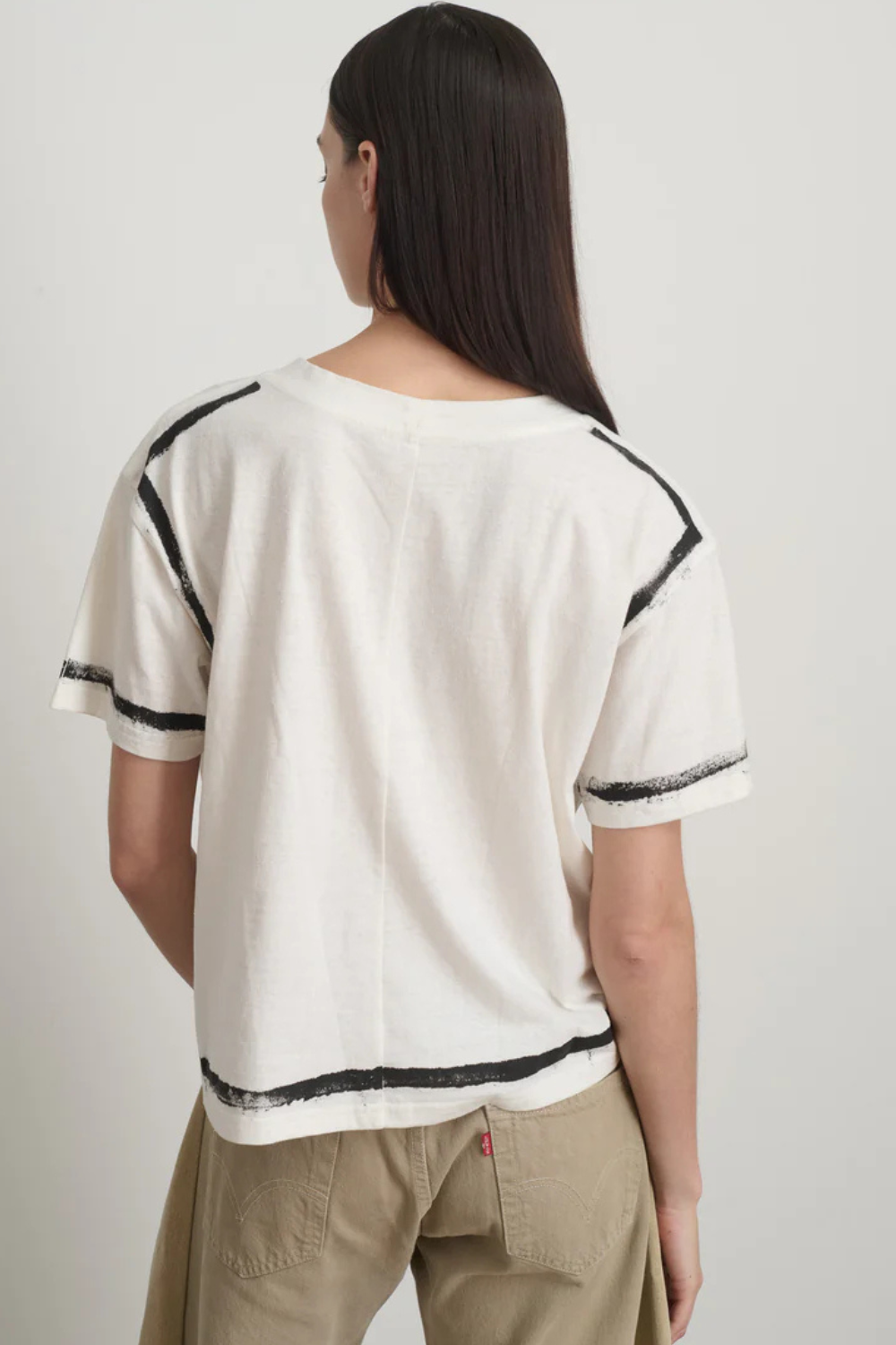 Model wearing B SIDES Atlas Pocket Tee rear view
