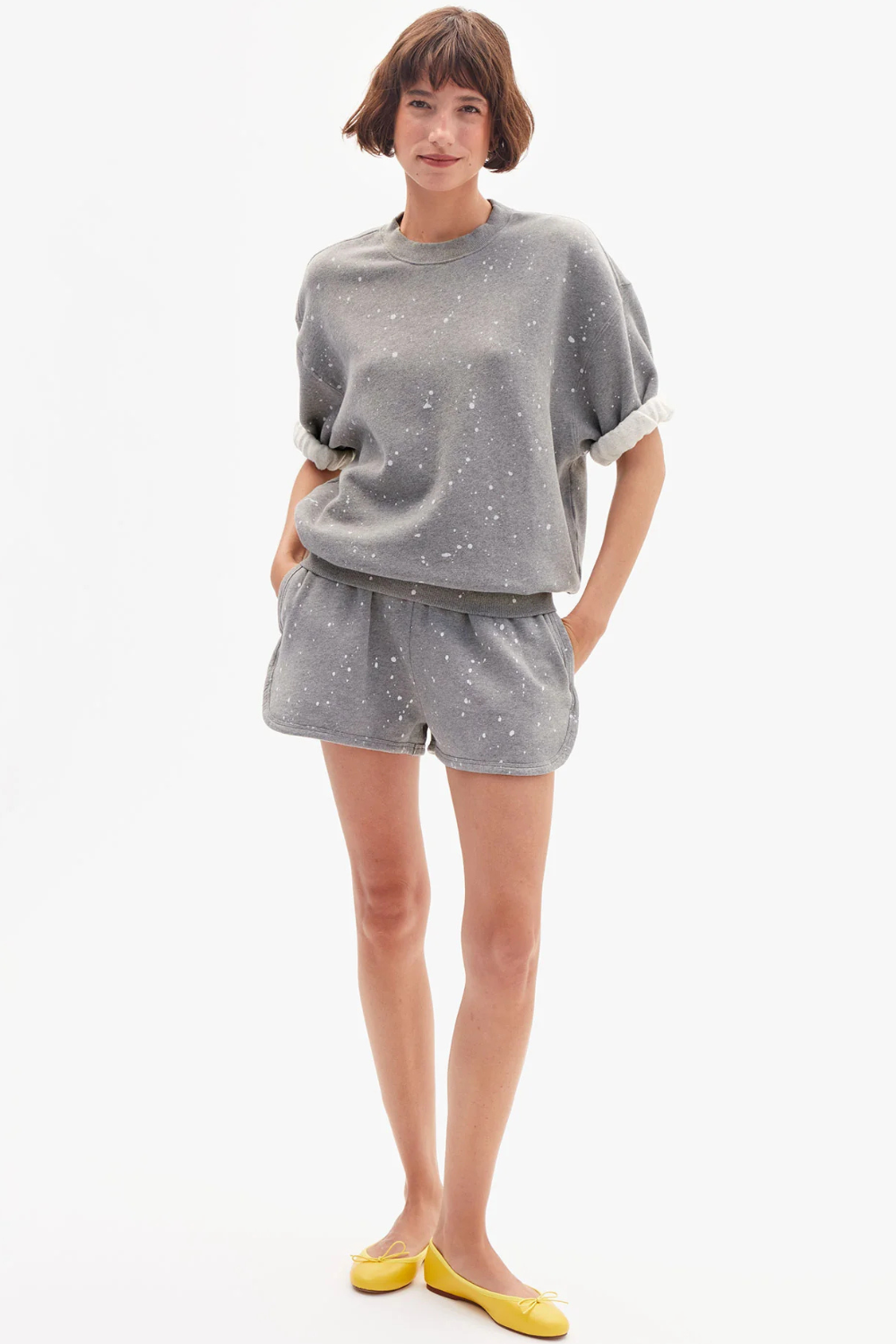 Model wearing Clare V. Le Jogging Short front view