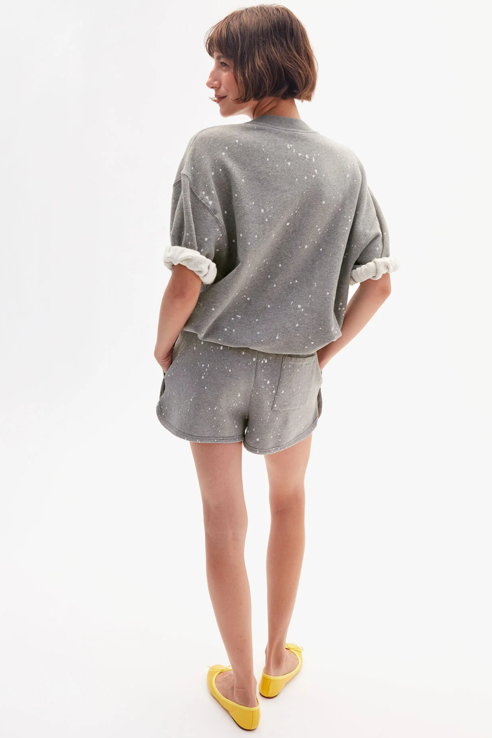 Model wearing Clare V. Le Jogging Short rear view