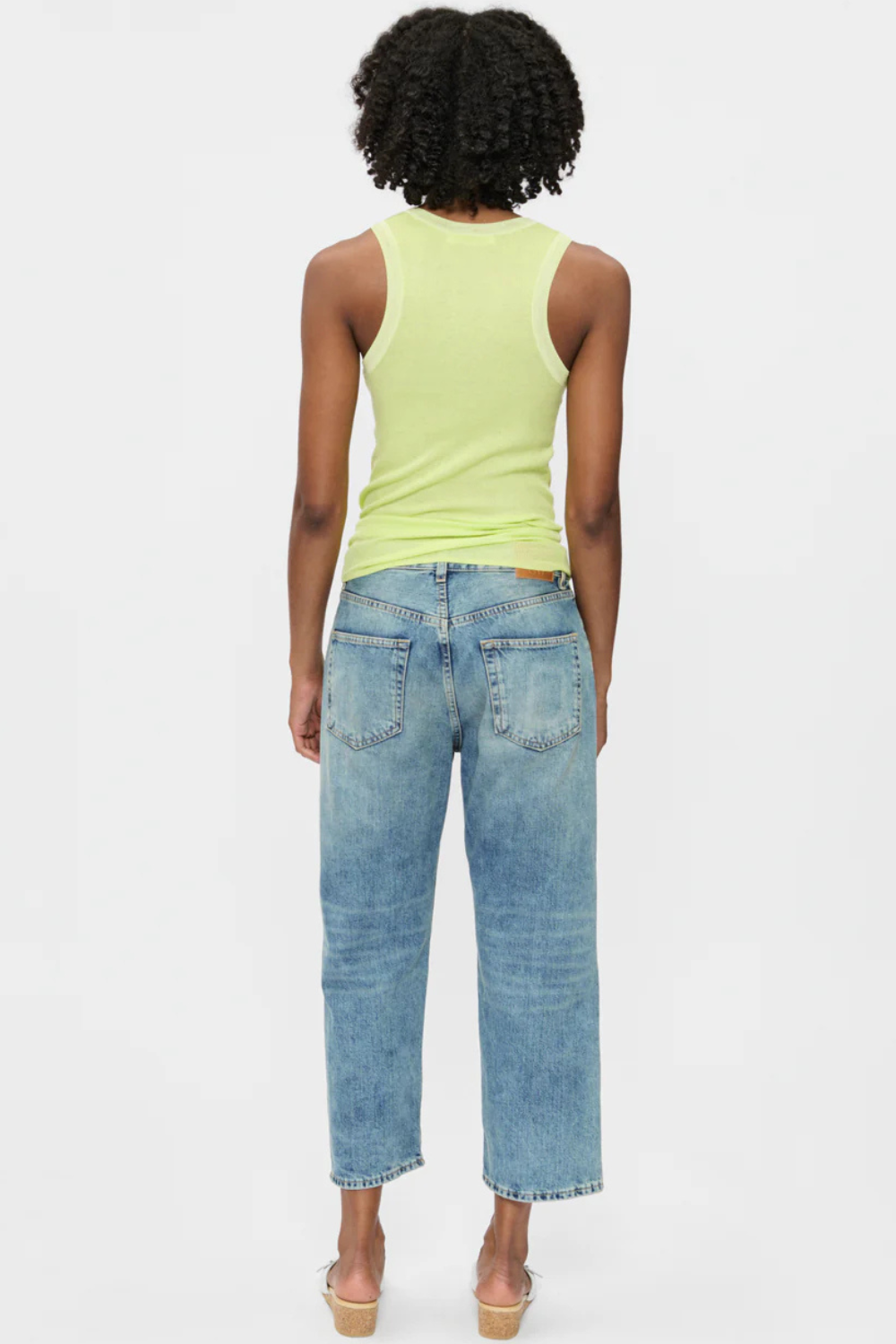 Model wearing 6397 Peter Jean Quarry Blue rear view