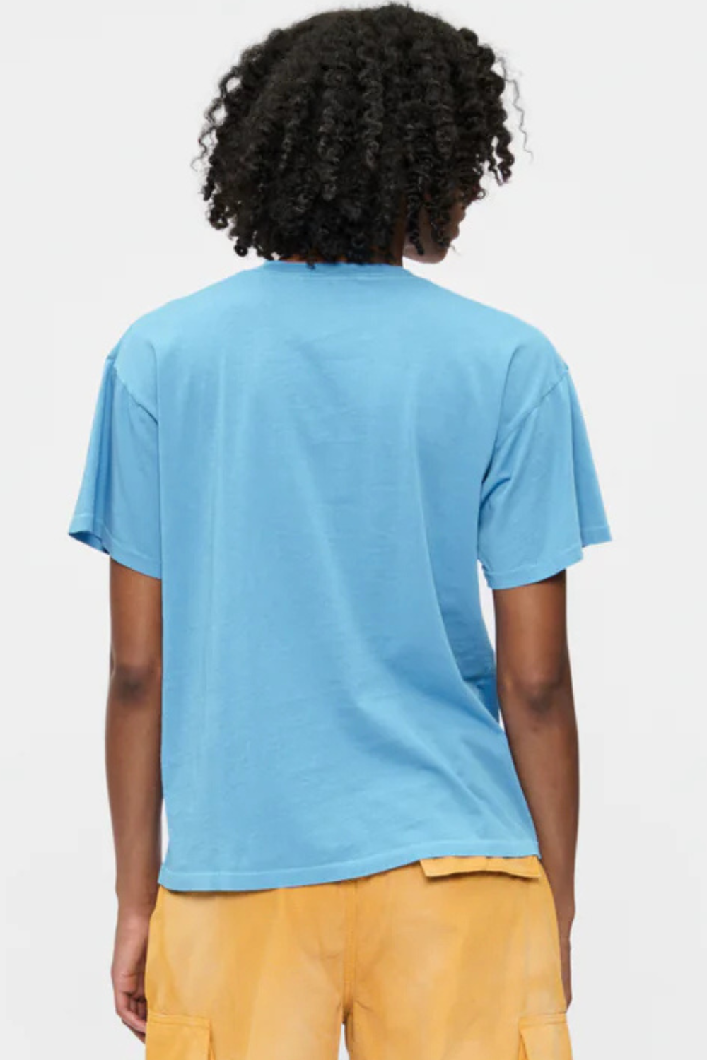 Model wearing 6397 Boy T Washed Blue rear view
