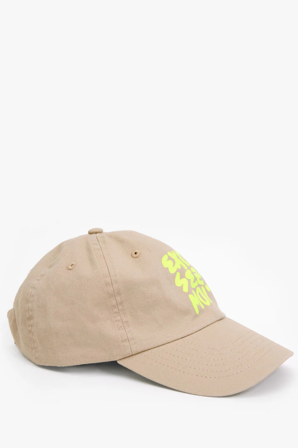 Flat lay of Clare V. Baseball Hat Khaki EXCUSEZ MOI side view