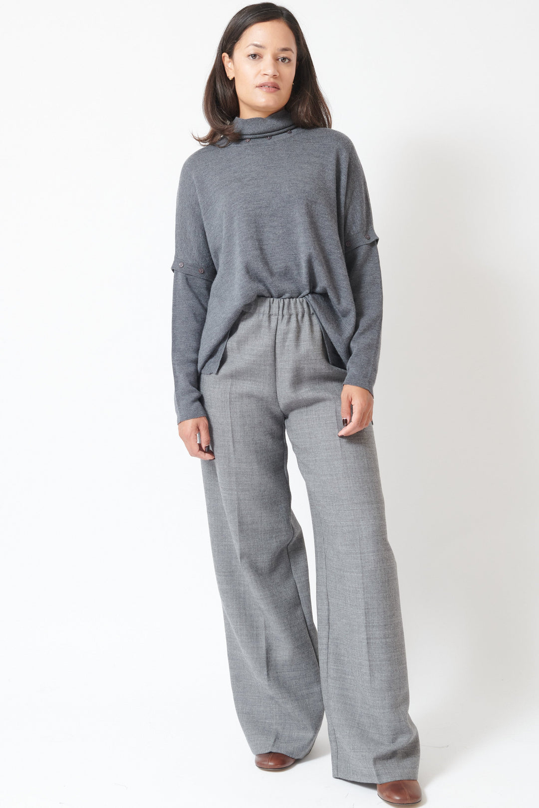 Model wearing Meimeij Fortune Pull On Trouser front view