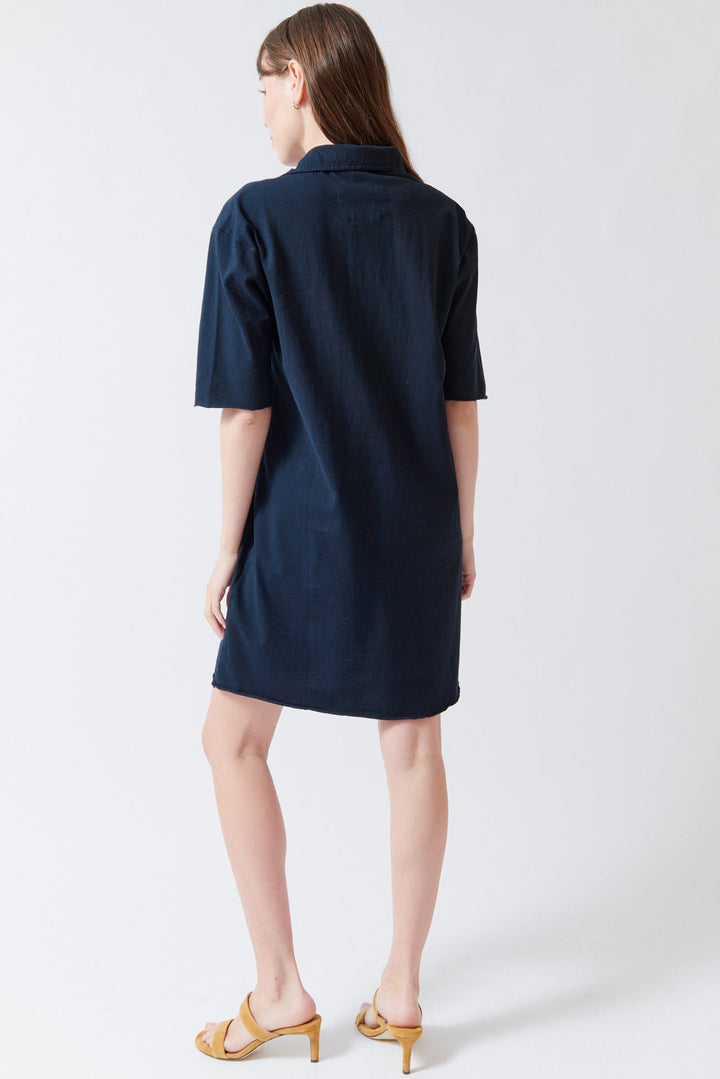 Angela wearing Frank & Eileen Mini Emma Henley SS Dress rear view