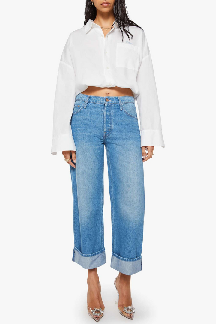 Mother Denim The Smoothie Crop Cuff on model for Grethen House