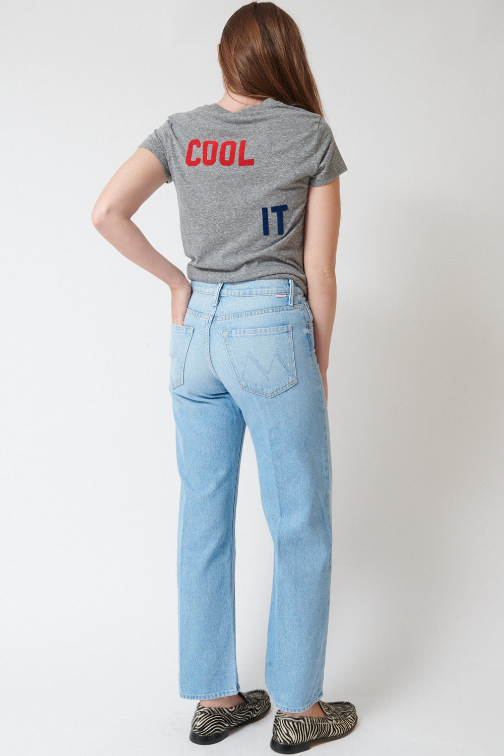 Julia wearing Mother Denim The Whip Skimp rear view