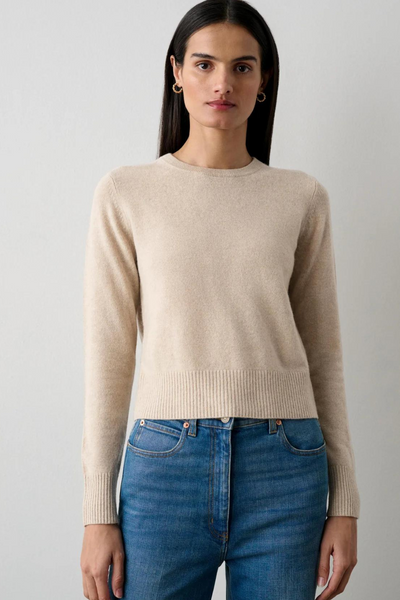 White + Warren Cashmere Shrunken Crewneck Front