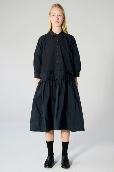 Fabiana Pigna Malan Oversized Dress w/ Hand Pleated Waist Detail modeled from the front