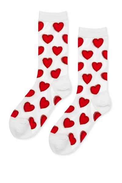 Hansel From Basel Sweetie Sheer Crew socks laid flat