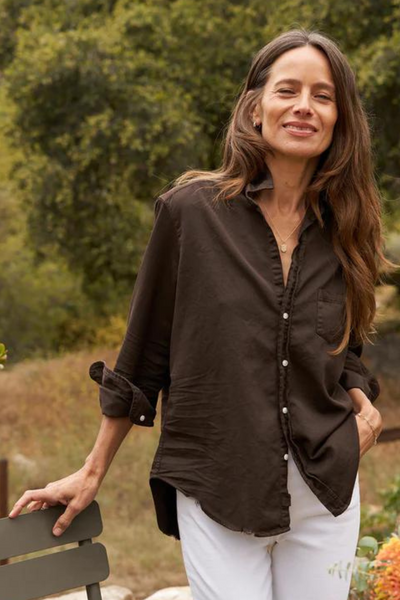 Front of Frank & Eileen Eileen Relaxed Button Up Shirt on a model