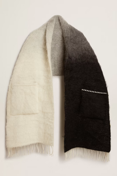 Golden Goose Journey Scarf w/ Pochet Gradient Wool Blend/Cross Embroidery Flat Front