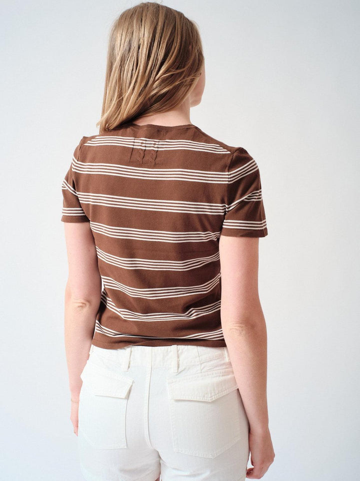 Madi wearing Nili Lotan Lanise Stripe Sweater rear view