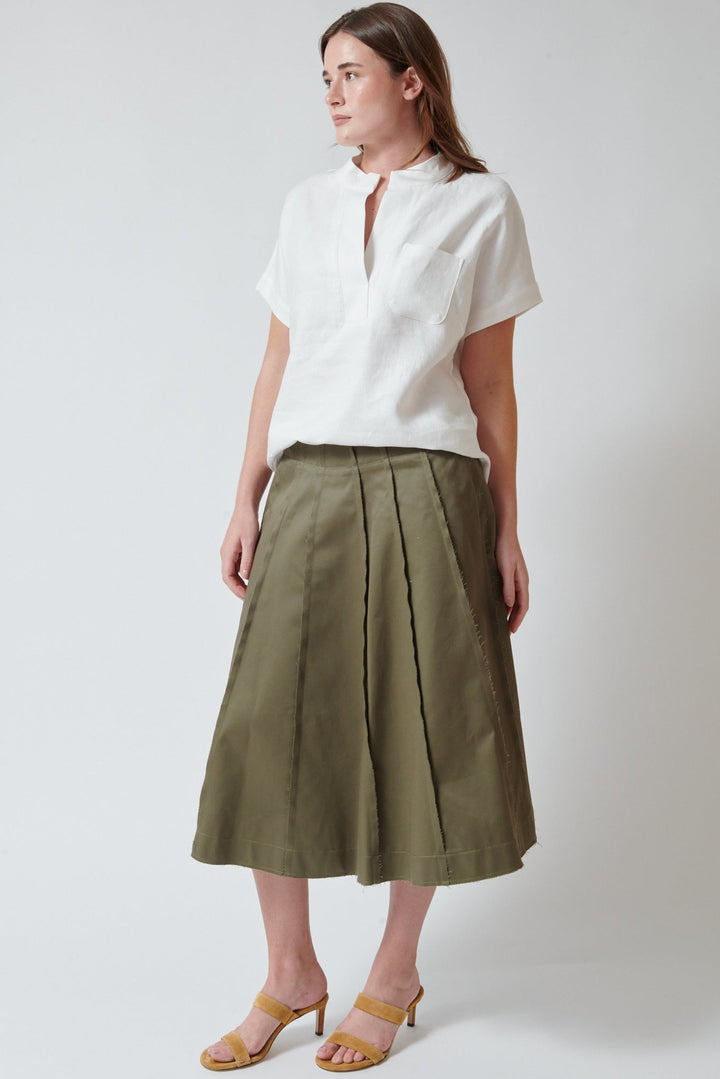 Julia wearing nine:inthe:morning Dia Skirt Olive front view