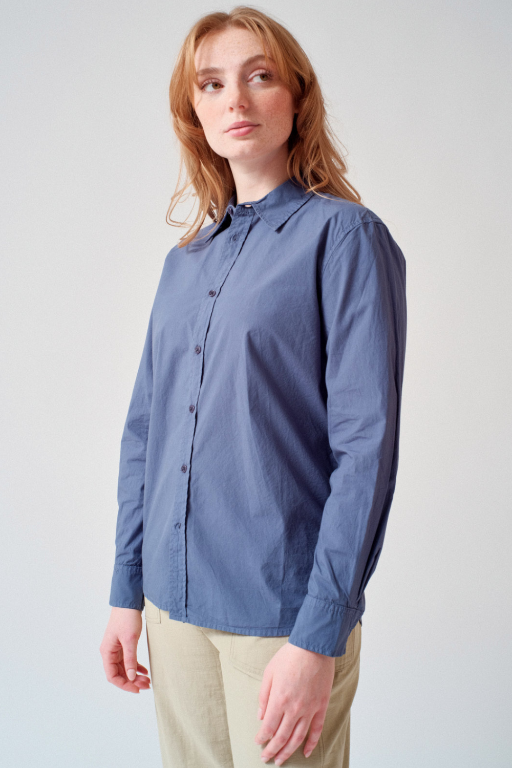 Waverly wearing Nili Lotan Raphael Classic Shirt front view
