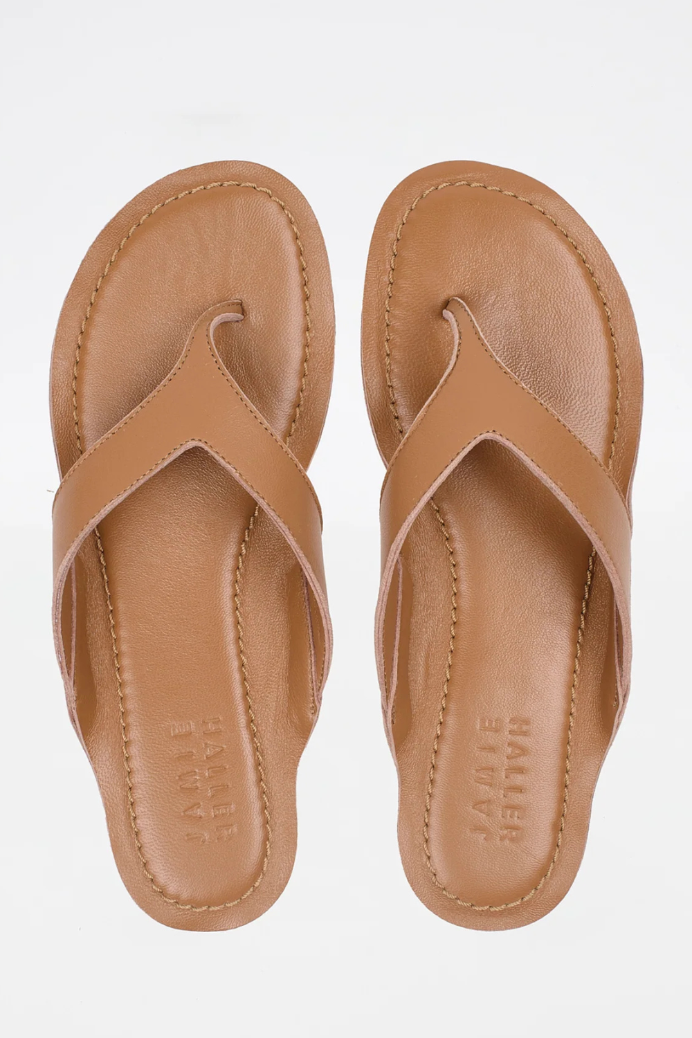 Flat lay of Jamie Haller The San Diego Sandal Camel top view