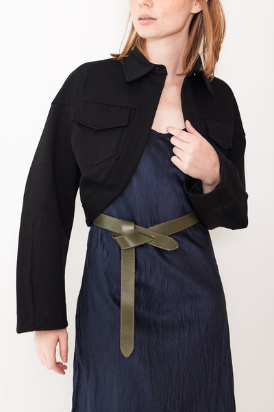 Model wearing Odeeh Single Slit Tie Belt