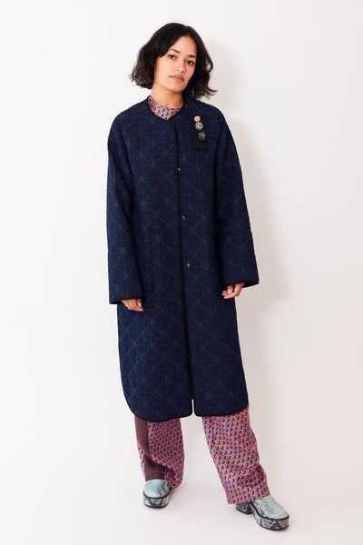 Odeeh Snap Front Quilted Long Coat