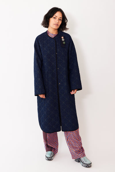 Odeeh Snap Front Quilted Long Coat