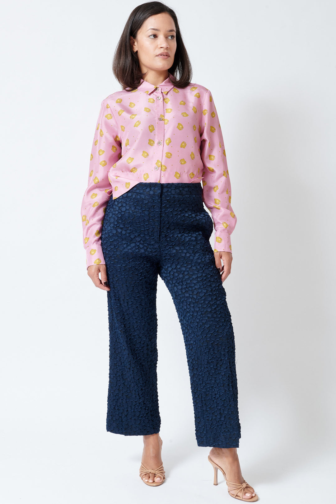 Model wearing Odeeh Tactile Fil Coupé Pants front view