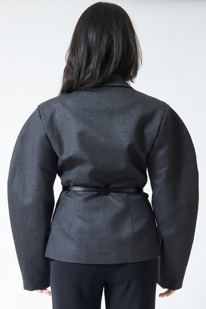 Lilly wearing P.A.R.O.S.H. Ludy Jacket rear view