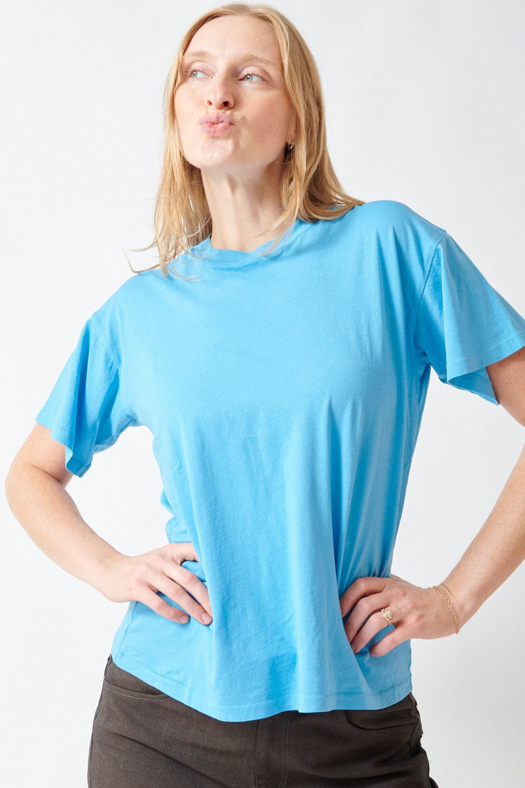 Madi wearing 6397 Boy T front view